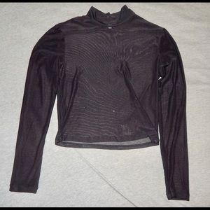 Black Mesh Long Sleeve Top